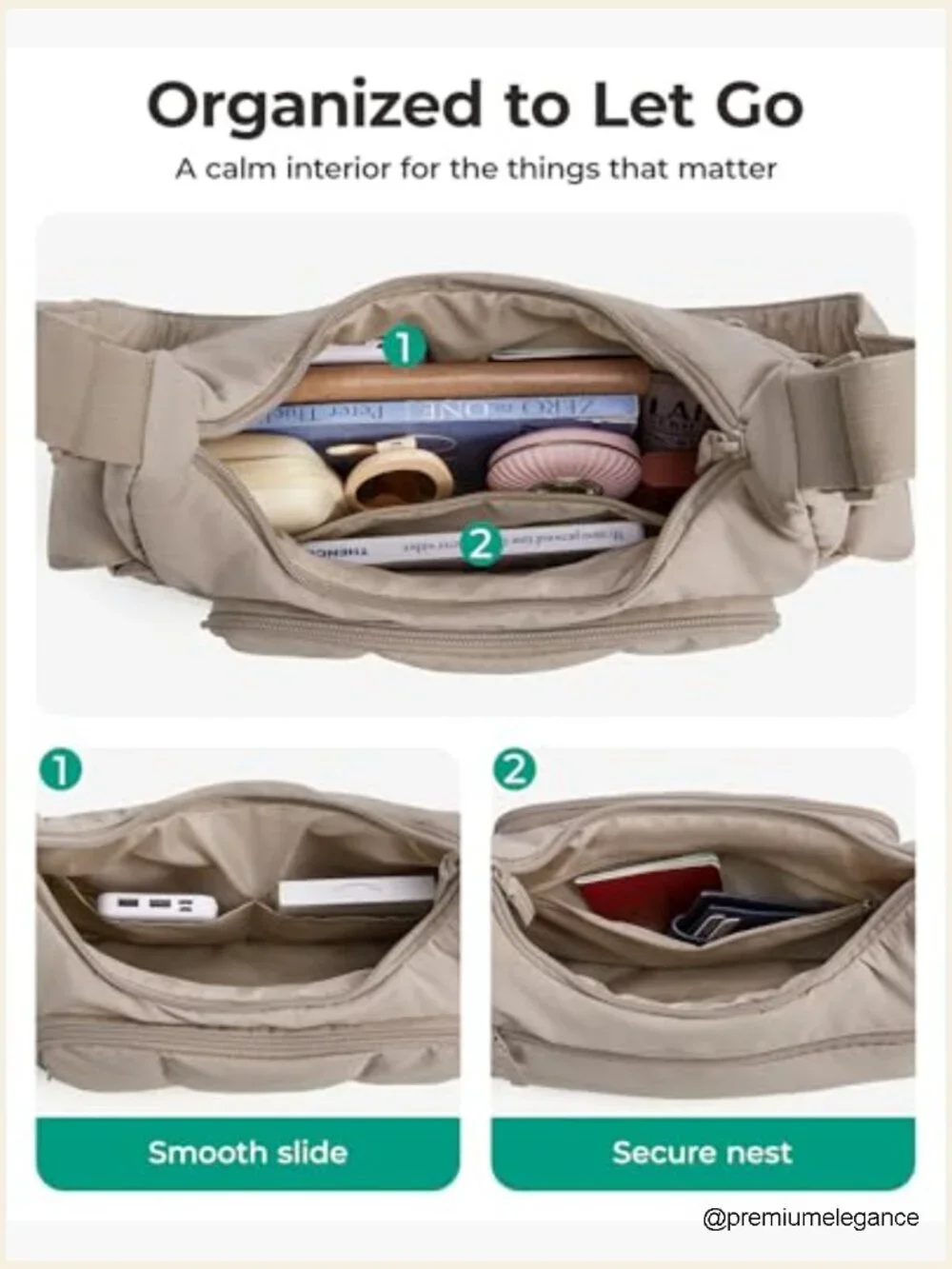 6L Crossbody Puffer Hobo Bag with Adjustable Strap, Nylon, Lightweight